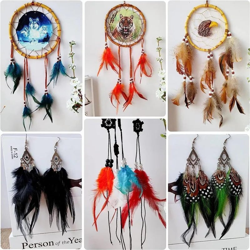 Shekyeon 2yards Rooster Hackle Feather Trim Fringe for DIY Clothing Craft Dress Decoration(Colorful) - Image 4